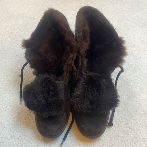 Stuart Weitzman Brown Suede and fur ankle desert boot size 9 - Picture 6 of 13